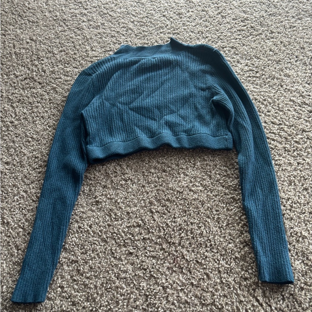 Wild Fable Blue Fitted Crop Hoodie